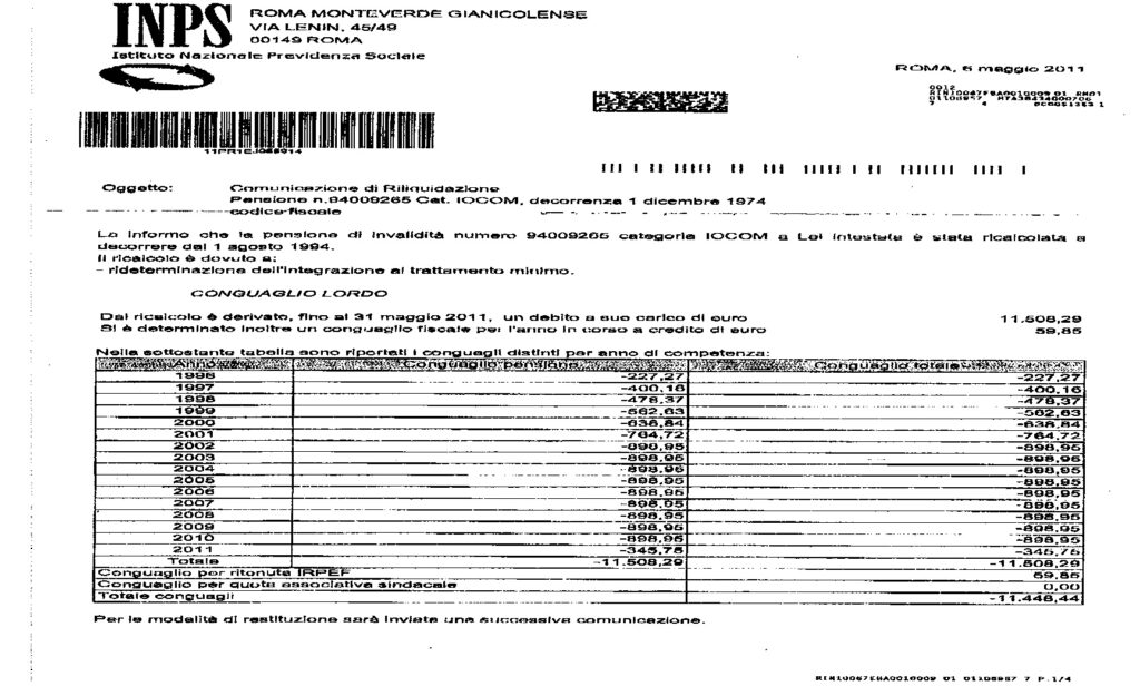 L’Inps decurta la pensione a invalida e chiede la restituzione dei soldi dopo 17 anni. LE FOTO