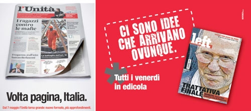 L’Unità si rinnova: lo storico giornale, con il settimanale left, “volta pagina”… a sinistra