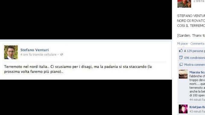 Terremoto. Infelice post leghista su Facebook