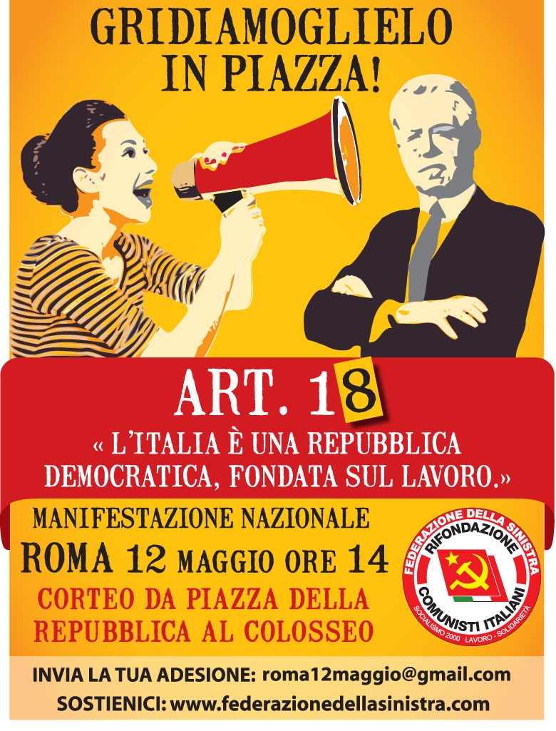 Fds il 12 maggio in piazza per la difesa del lavoro