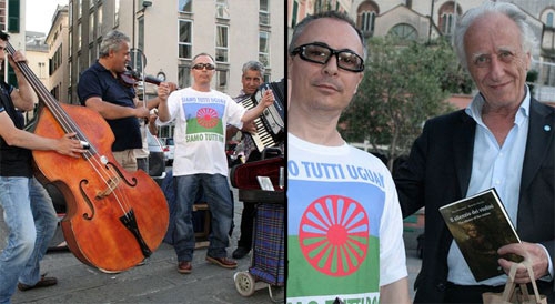 Genova applaude la performance di Roberto Malini, accompagnato da virtuosi Rom