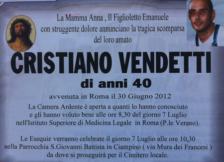 Ciampino. E’ morto Vendetti, crivellato dai colpi dello suocero