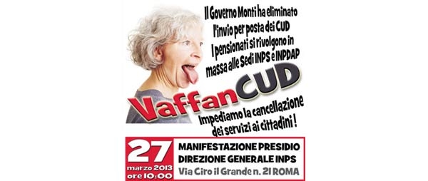 Pensionati oggi un Vaffacud forte e chiaro