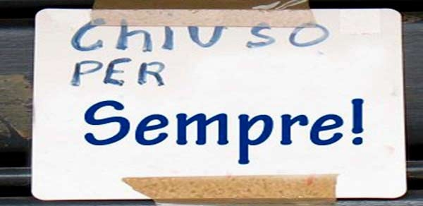 Crisi. Nel 2013 quasi 250mila attività chiuse. A rischio 650mila posti lavoro