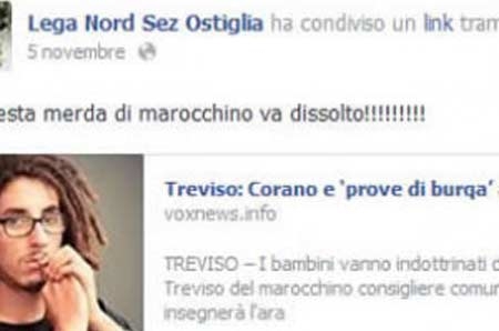 Leghista su Fb contro consigliere: “forni per marocchini di m…”