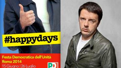 Fonzie sul manifesto per la Festa Democratica dell’Unità di Roma