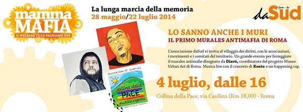 Roma. Primo murales antimafia su collina confiscata a Banda della Magliana