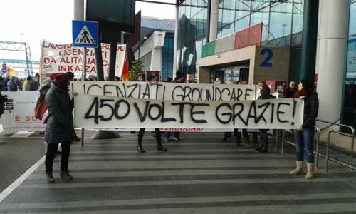 Groundcare. A Fiumicino protestano i licenziati. LE FOTO