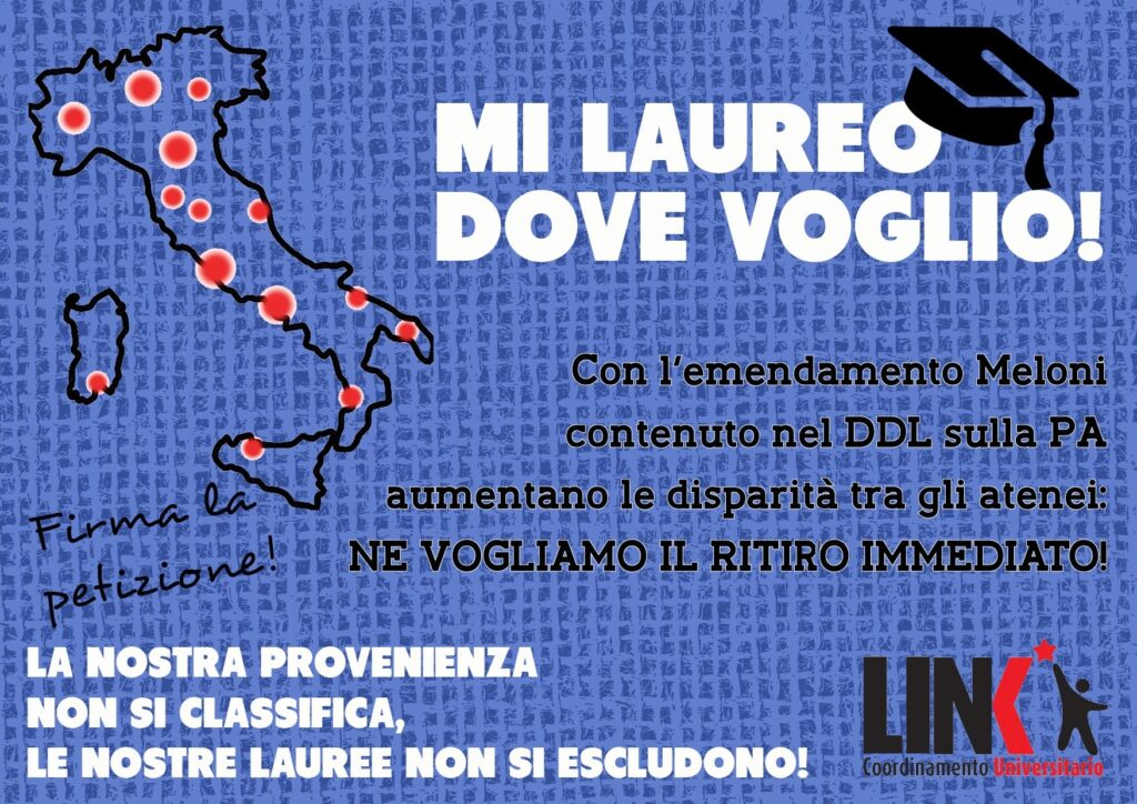 Scuola. Mi laureo dove voglio. Raccolta firme per il ritiro emendamento Meloni