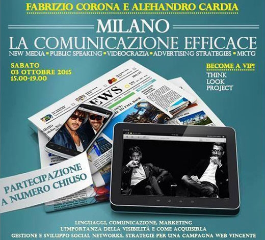 Fabrizio Corona, docente a uno stage di comunicazione? Il web si rivolta e lancia un appello