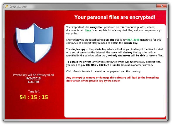 Internet. Attenti al virus Cryptolocker