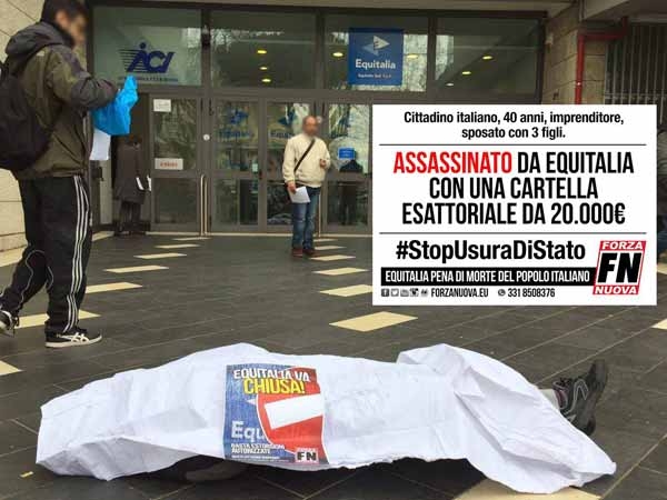 Forza Nuova, un flash mob contro Equitalia