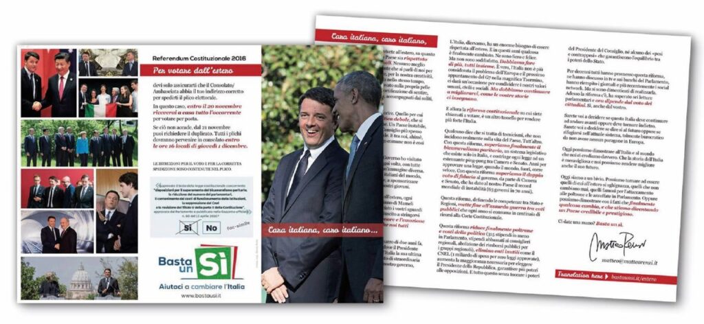 Referendum: Renzi, 4 milioni per lettera italiani all’estero