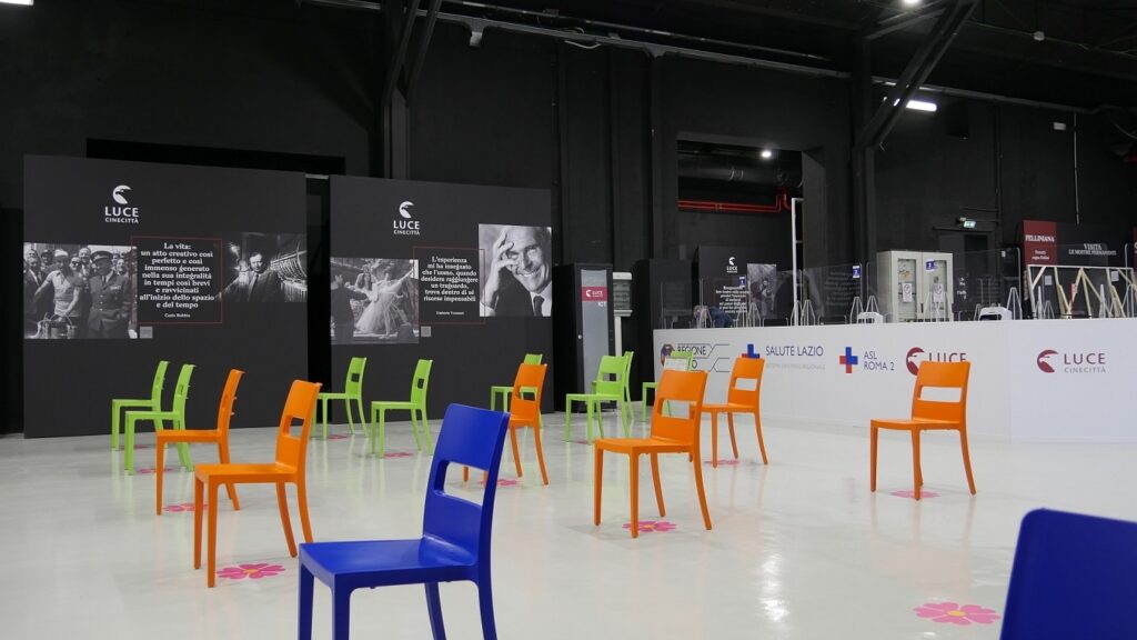 Il nuovo Hub vaccinale ‘Cinecittà’, all’interno degli Studi Cinematografici della capitale