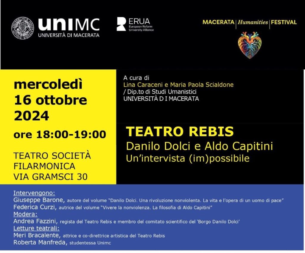 Teatro Rebis. “Danilo Dolci e Aldo Capitini. Un’intervista (im)possibile” Ingresso Libero