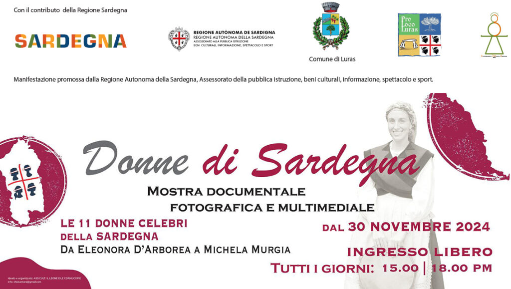 Donne di Sardegna. Dal 30 novembre al 31 dicembre 2024 Palazzo Depperu – Luras (SS)